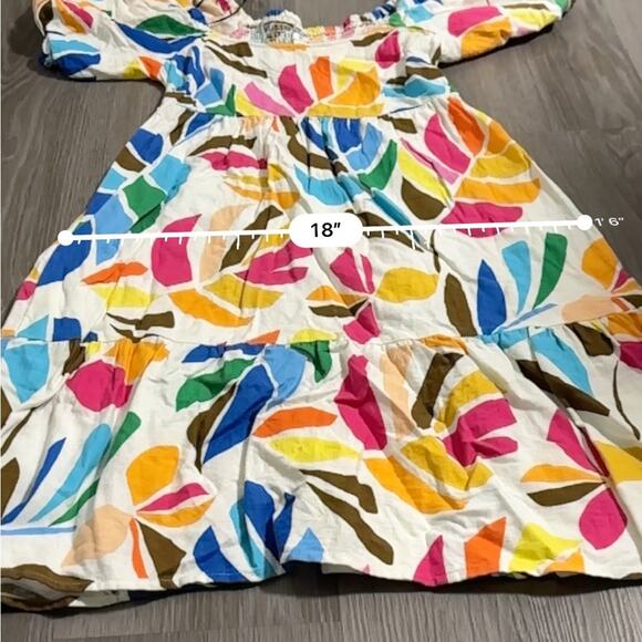 Tabitha Brown for Target Linen Blend Botanical Puff Sleeve Mini Dress Sz XS - Picture 12 of 13